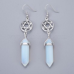 Серьги-подвески с заостренной пулей из натуральных и синтетических драгоценных камней&nbsp;EJEW-K084-E