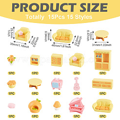 15 шт. 15 стиля миниатюрных украшений из смолы&nbsp;AJEW-TA0002-81