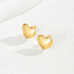 Романтические гладкие серьги-гвоздики из нержавеющей стали 201 в форме сердца&nbsp;JJ3371-1