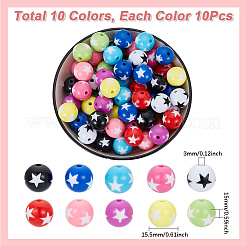 100шт 10 цвета непрозрачные акриловые бусины&nbsp;SACR-SP0001-15