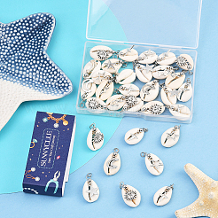 30 шт. подвески из натуральной ракушки каури и сплава&nbsp;FIND-SC0019-72