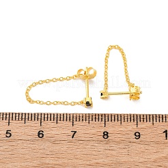 Серьги-гвоздики с двумя цепочками из настоящего серебра 18 карат с покрытием спереди и сзади&nbsp;PA4661-1