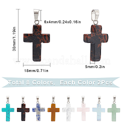 16шт 8 стиля подвески из натуральных и синтетических драгоценных камней G-SC0002-38