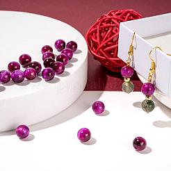 100 шт. 8 мм окрашенные и нагретые натуральные розовые круглые бусины тигрового глаза&nbsp;DIY-LS0002-66