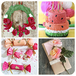 4 рулон 4-х цветной гофрированной бумаги в рулонах&nbsp;DIY-TA0013-18B