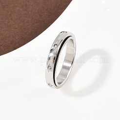 Вращающиеся кольца для пальцев из нержавеющей стали 304 со стразами&nbsp;LS-RJEW-A074-01C-P