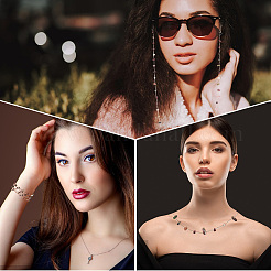 Цепочка из натуральных драгоценных камней и сплава для ношения на шее для очков&nbsp;AJEW-WH20070-024B