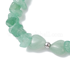 Браслеты из натурального зеленого авантюрина с эластичными бусинами для женщин&nbsp;BJEW-JB12304-03