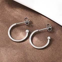 Серьги-гвоздики из нержавеющей стали 304 в форме буквы С&nbsp;EJEW-Z154-01P-02