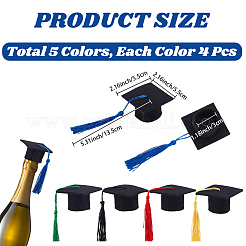 20 шт. мини-шляпа выпускника из фетра двух цветов с кисточками&nbsp;AJEW-CP0010-11