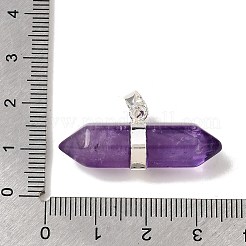 Подвески с двойным наконечником из натурального аметиста&nbsp;G-NH0001-15P-10