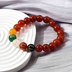 Браслеты из натурального сердолика с круглыми бусинами&nbsp;BJEW-M110-03B