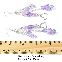 Серьги-подвески в форме сердечек из латуни&nbsp;EJEW-FS00044