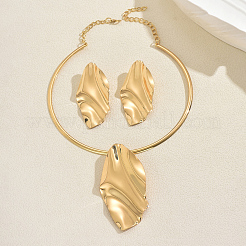 Комплекты из колье и серег-гвоздиков с подвеской в виде железного листа для женщин&nbsp;HA2719