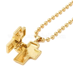 Настоящее 18-каратное золотое латунное ожерелье с подвеской в виде ракушки и шарика для женщин&nbsp;LS-NJEW-K381-02D-G