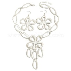 Комплекты из ожерелий и серег с подвесками в виде полых цветов из сплава&nbsp;FS-WG0DA6E-02