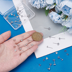 24 шт. 3 стиля сережек-гвоздиков с круглыми шариками из стерлингового серебра&nbsp;FIND-ME0002-56