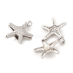 Подвески из прозрачных кубических цирконий в форме морской звезды из латуни с микропаве&nbsp;KK-G533-27P