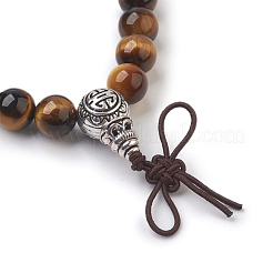 Браслеты из натурального круглого тигрового глаза&nbsp;BJEW-JB03845-05