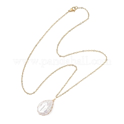 Женское ожерелье-цепочка с подвеской в виде капли из натурального барочного жемчуга Кеши из нержавеющей стали 304&nbsp;NJEW-JN05757