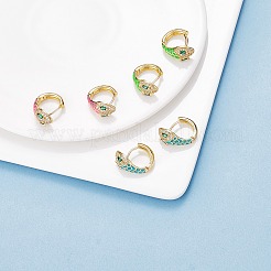 Серьги-кольца со змеей из кубического циркония с эмалью&nbsp;EJEW-SZ0001-87A