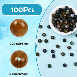 100 шт. бусины из натурального индийского агата&nbsp;G-SP0001-20C