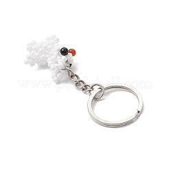 Брелки из кроличьего стекла с натуральными бусинами из сердолика и натуральными круглыми бусинами из черного оникса&nbsp;KEYC-MZ00036