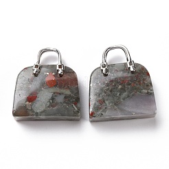 Латунные подвески из натурального африканского кровавого камня&nbsp;KK-E274-01P-012