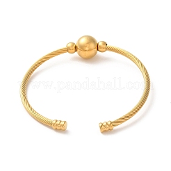 Ионное покрытие (ip) 304 нержавеющая сталь круглые бусины браслеты манжеты&nbsp;BJEW-P310-03G