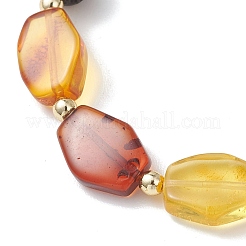 Эластичные браслеты из натурального янтаря и бусин из лавового камня для женщин&nbsp;BJEW-JB13383-02