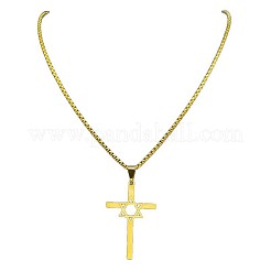 Подвеска в виде креста из нержавеющей стали 304 со звездой Давида.&nbsp;FS-WG66E8B-02