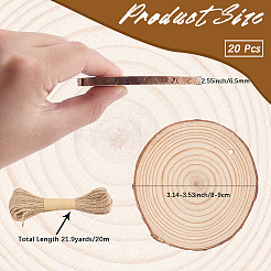 20 шт. плоские круглые необработанные подвески из деревянной щепы&nbsp;WOOD-CP0001-14B