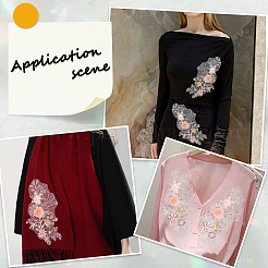 Полиэстер вышитые кружевные нашивки на ткань&nbsp;AJEW-WH20070-079A