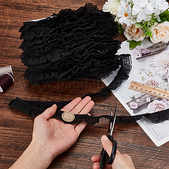 Эластичная кружевная отделка со складками из полиэстера&nbsp;DIY-WH0656-82B