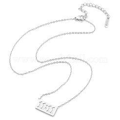 Ожерелье из нержавеющей стали 304 с прямоугольным кулоном 11:11 с цепочками из тросов для женщин&nbsp;LS-NJEW-NH0001-04P