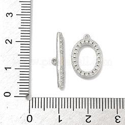 Овальные застежки-тоглы из латуни с микропаве из прозрачных кубических цирконий&nbsp;KK-G548-25P