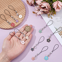 10 шт. цветочные эмалевые ремешки для мобильных телефонов&nbsp;HJEW-OC00122