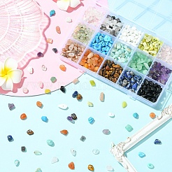 210 г 14-х видов натуральных смешанных бусин из драгоценных камней и 15 г непрозрачных стеклянных бусин из крошки&nbsp;G-YW0002-37