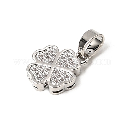 CZ повезло ювелирные латунные микро проложить кубического циркония четыре листа клевера шармов&nbsp;ZIRC-M011-18P-NR