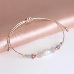 Браслет из пастельных камней и искусственного жемчуга&nbsp;AH6262