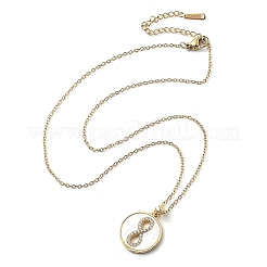 Плоские круглые ожерелья с подвеской в виде ракушки № 8 и кубического циркония&nbsp;LS-NJEW-D288-04G