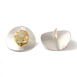 Серьги-гвоздики из латуни с микропаве из прозрачного кубического циркония&nbsp;EJEW-B062-02GP-02