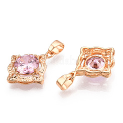 Латунные подвески из розового кубического циркония с микропаве&nbsp;KK-L208-02G