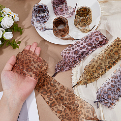 4 пара шнурков из полиэстера 4 цветов с леопардовым принтом&nbsp;DIY-FH0009-68