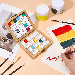 Бамбук и 24 пластиковая сетка пустые кюветы для акварельных красок&nbsp;AJEW-WH0696-016