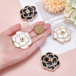 4 шт. 2-х цветные эмалевые булавки «Камелия»&nbsp;JEWB-ME0001-10