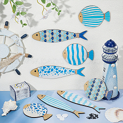 8шт. МДФ рыбки настенные украшения&nbsp;AJEW-PH0007-37