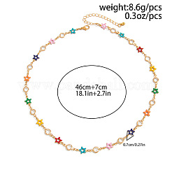 Ожерелья из цветной цепочки со звездообразными звеньями из сплава эмали и хрустальных страз для мужчин&nbsp;FS-WG01628-01