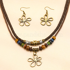 Комплекты из сплава серег и ожерелий с подвесками в виде цветов&nbsp;FS-WG061B5-01