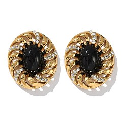 Овальные серьги-гвоздики из нержавеющей стали 304&nbsp;EJEW-M105-05G